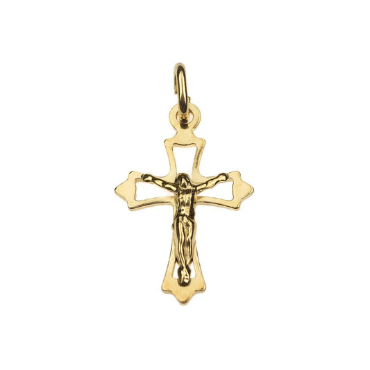 MONDO CATTOLICO Gold Plated Openwork Budded Crucifix