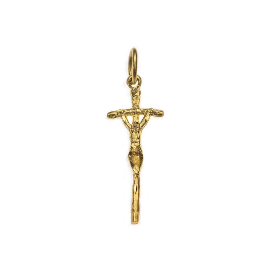 MONDO CATTOLICO Gold Plated Papal Ferula Pendant Crucifix