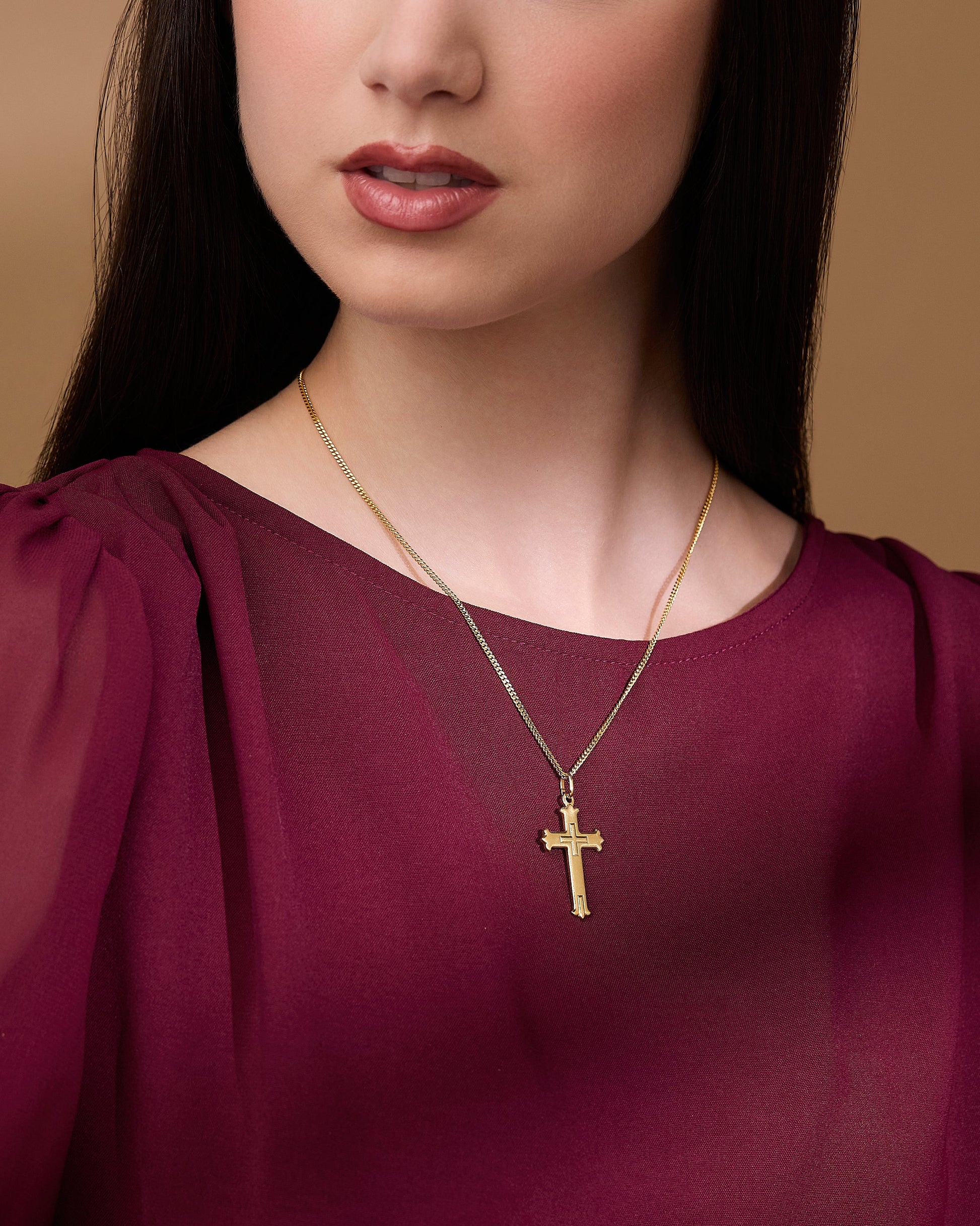 MONDO CATTOLICO ROMA 30 mm (1.18 in) Gold Plated Plain Trefoil Cross