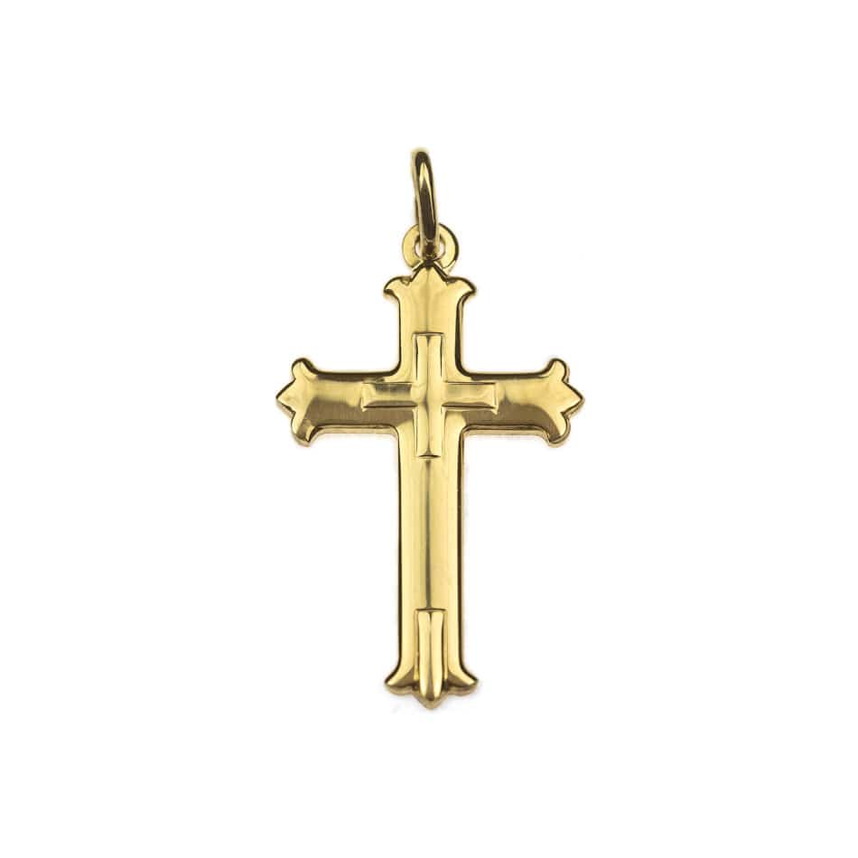 MONDO CATTOLICO Gold Plated Plain Trefoil Cross