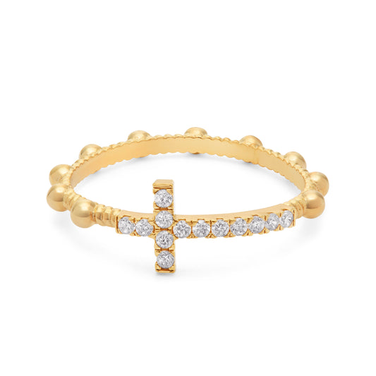 Mondo Cattolico Ring Gold-plated Rosary Ring With Cubic Zirconia Cross