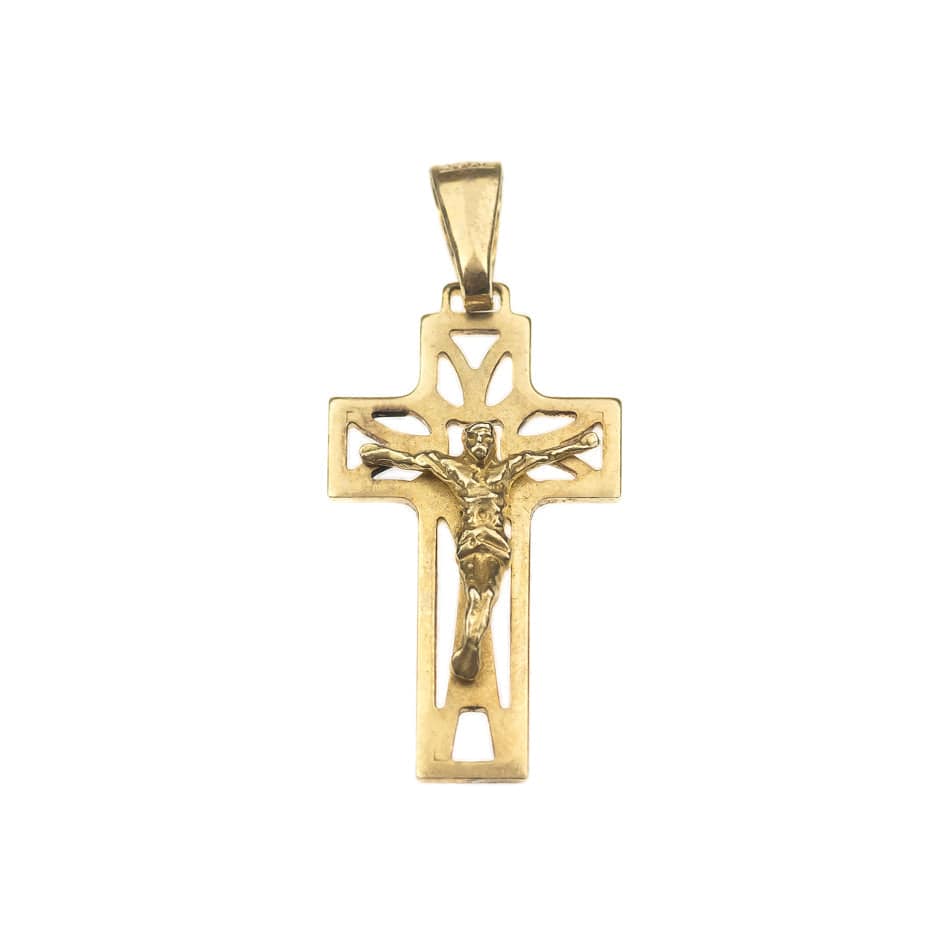 MONDO CATTOLICO Gold Plated Silver Filigree Crucifix