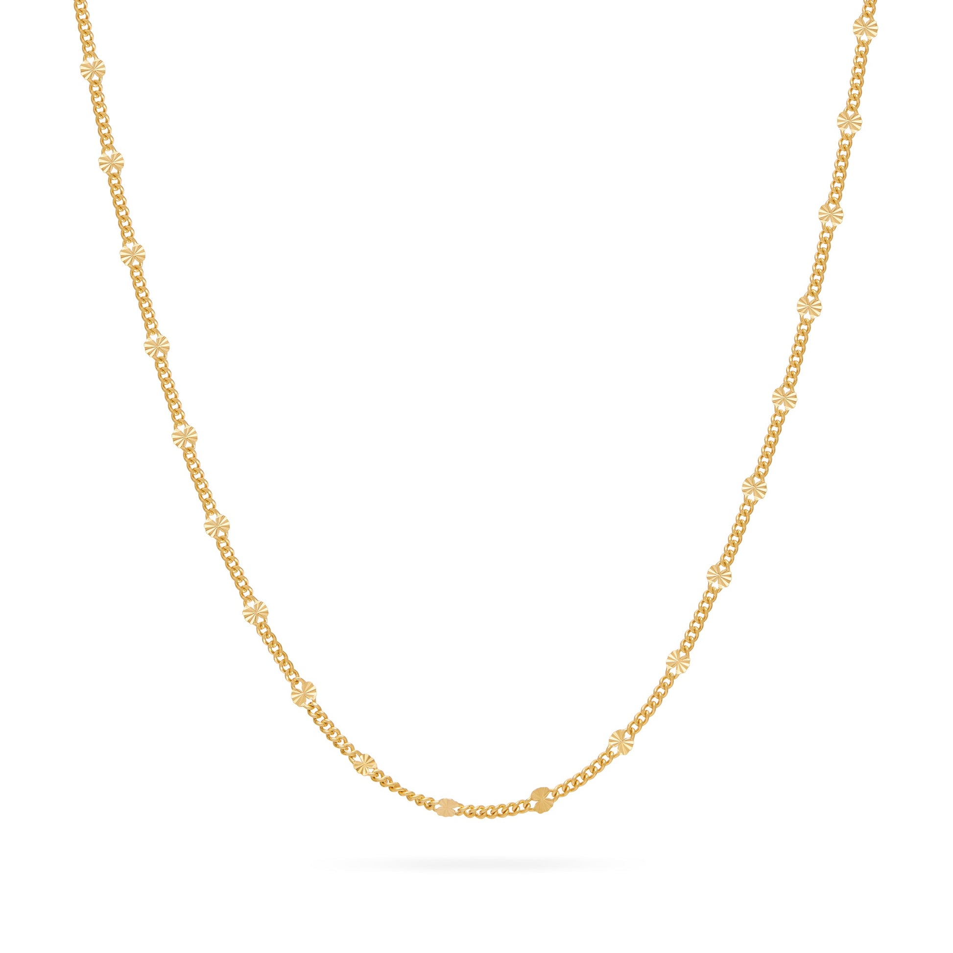 MONDO CATTOLICO ROMA Necklaces Gold-Plated Sterling Silver Curb Chain Necklace with Faceted Disc Inserts
