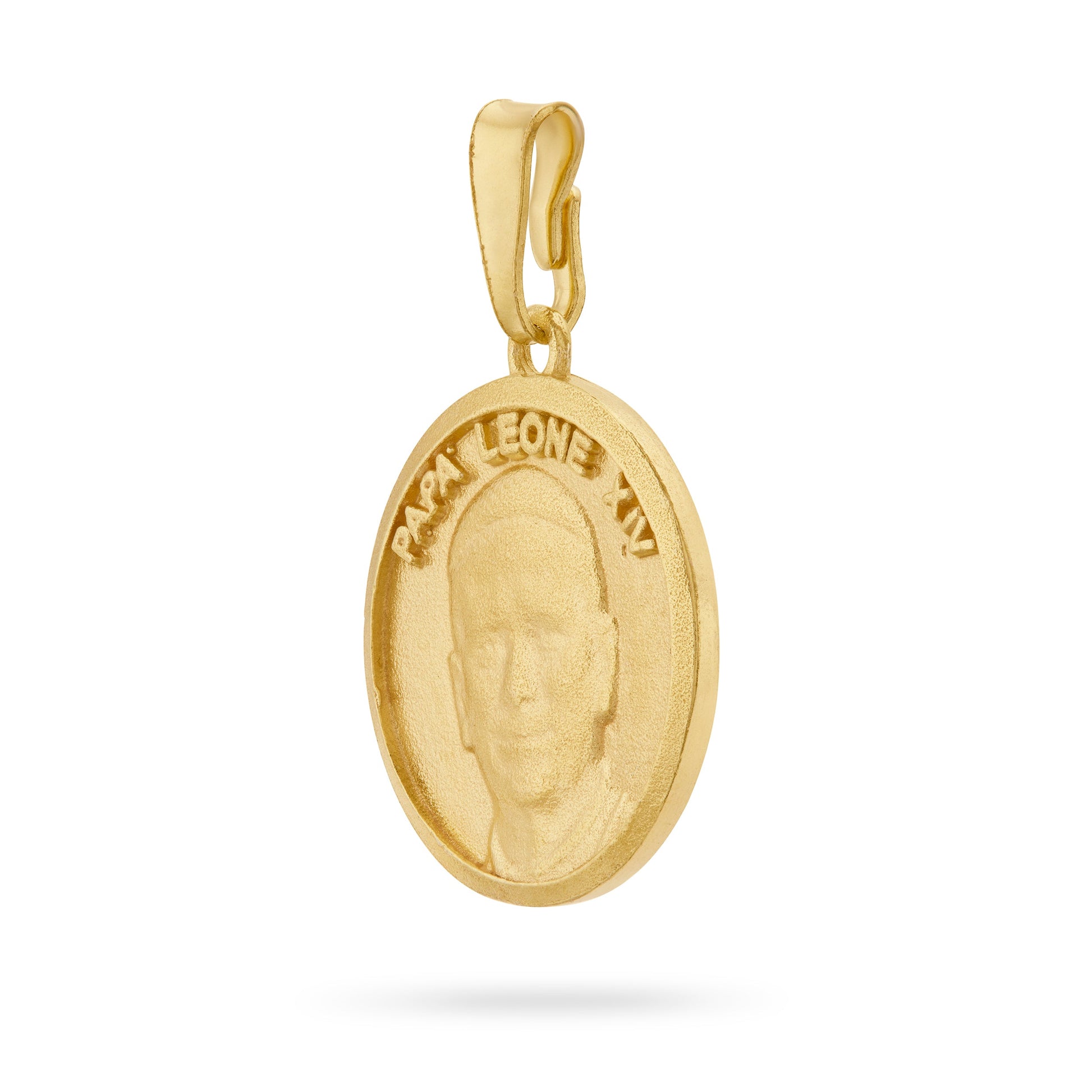 Mondo Cattolico Medal 14 mm (0.55 in) Gold-plated Sterling Silver Medal of Pope Leo XIV and Virgin Mary
