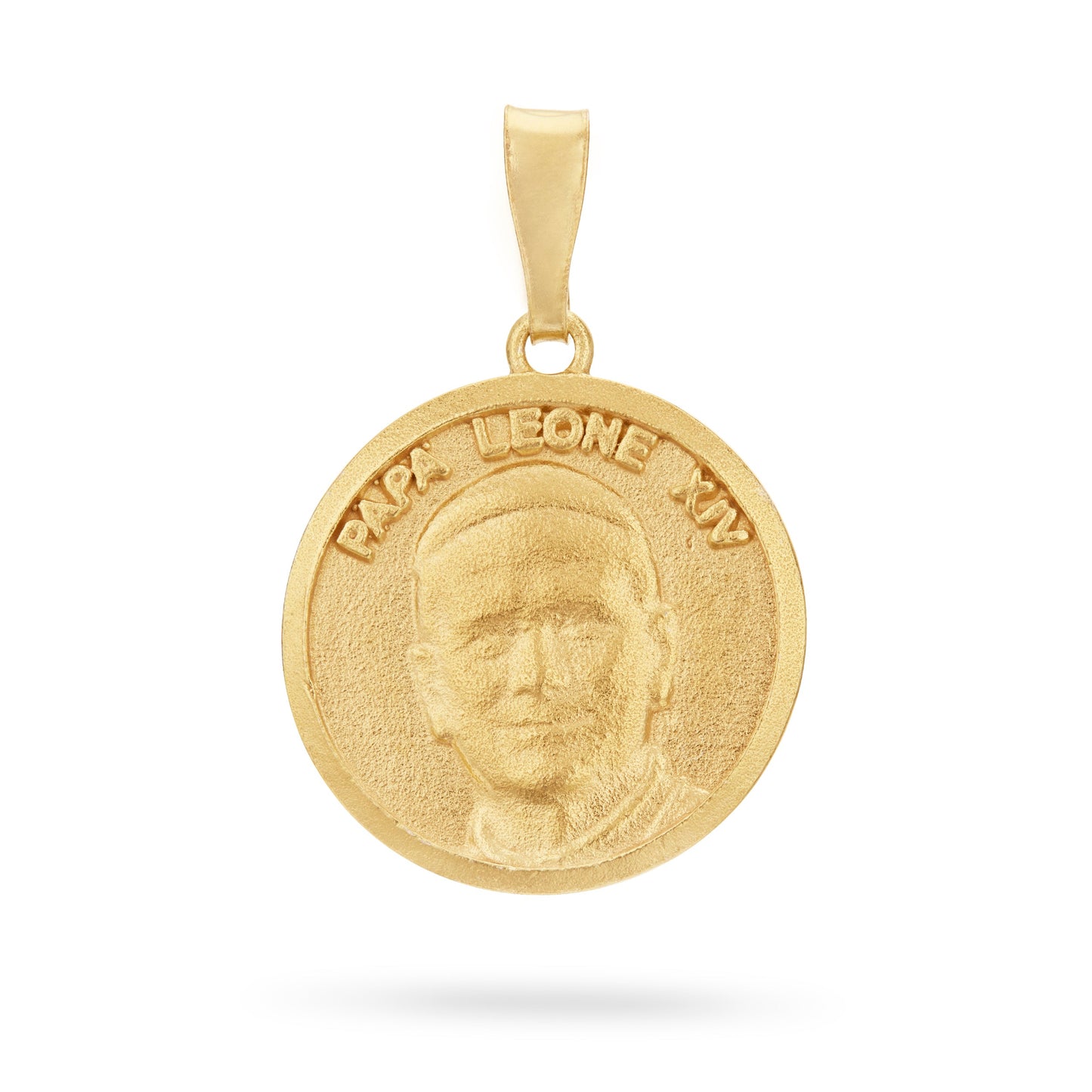 Mondo Cattolico Medal 14 mm (0.55 in) Gold-plated Sterling Silver Medal of Pope Leo XIV and Virgin Mary