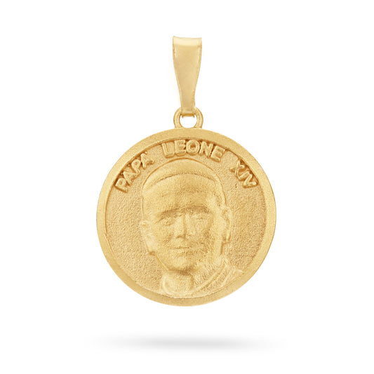 Mondo Cattolico Medal 14 mm (0.55 in) Gold-plated Sterling Silver Medal of Pope Leo XIV and Virgin Mary