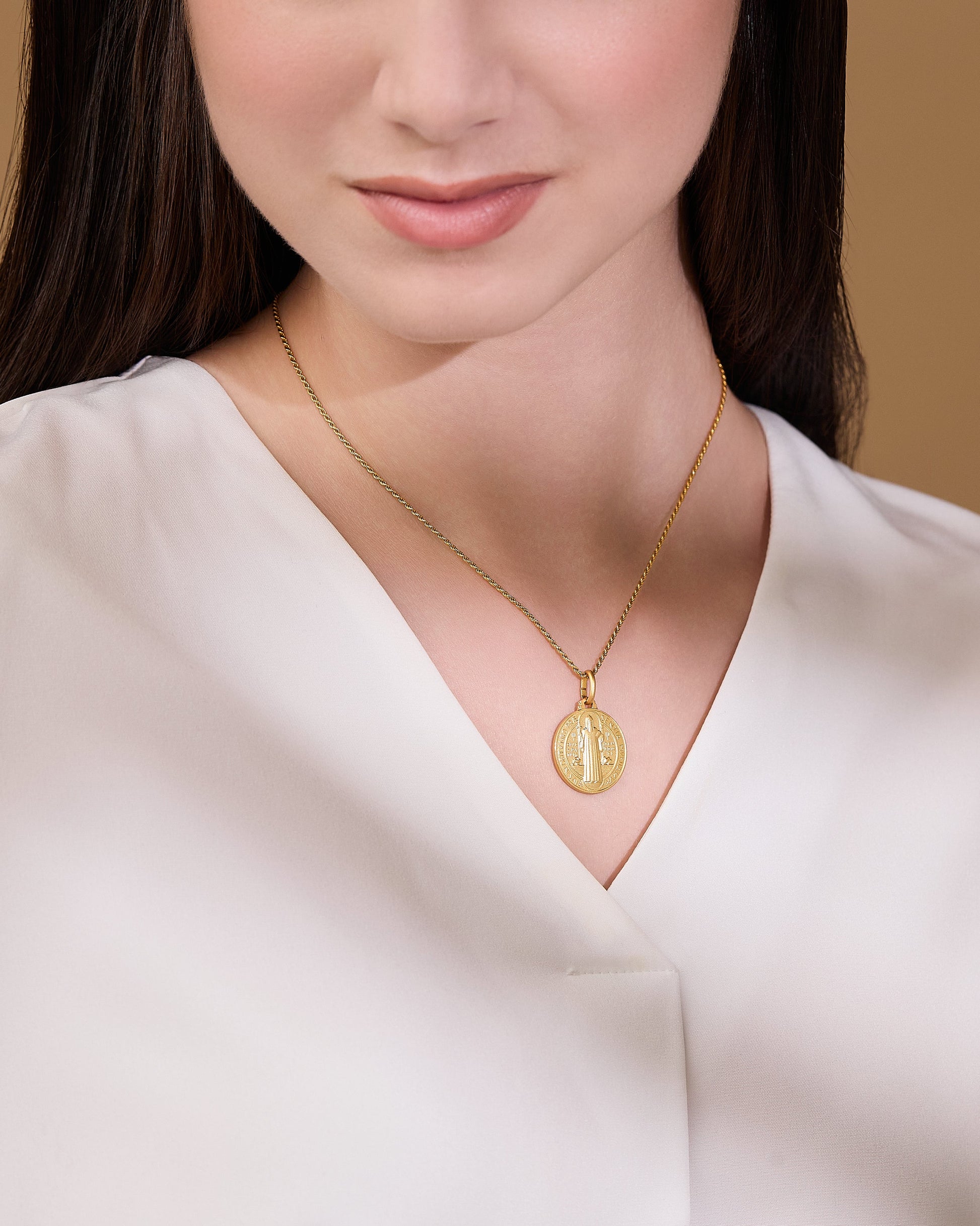 MONDO CATTOLICO ROMA Medal Gold-plated Sterling Silver Medal of St. Benedict of Nursia