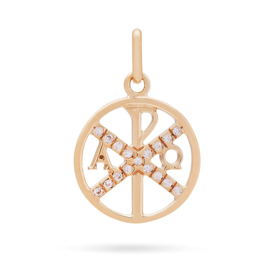 MONDO CATTOLICO 16 mm (0.63 in) Gold Plated Sterling Silver Peace Cross with Zirconia