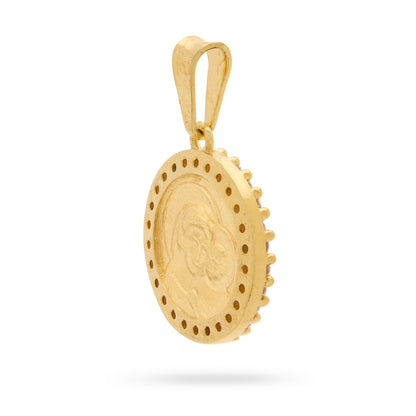 MONDO CATTOLICO ROMA Medal 16 mm (0.63 in) Gold-Plated Sterling Silver Pope Leo XIV and Virgin Mary Medal with Cubic Zirconia