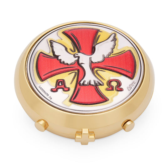 Mondo Cattolico Pyx Case 6 cm (2.36 in) Gold-plated Sterling Silver Pyx Case With the Holy Spirit's Plaque