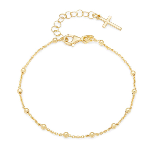 Mondo Cattolico Bracelet Gold-plated Sterling Silver Rosary Bracelet With Cross Pendant