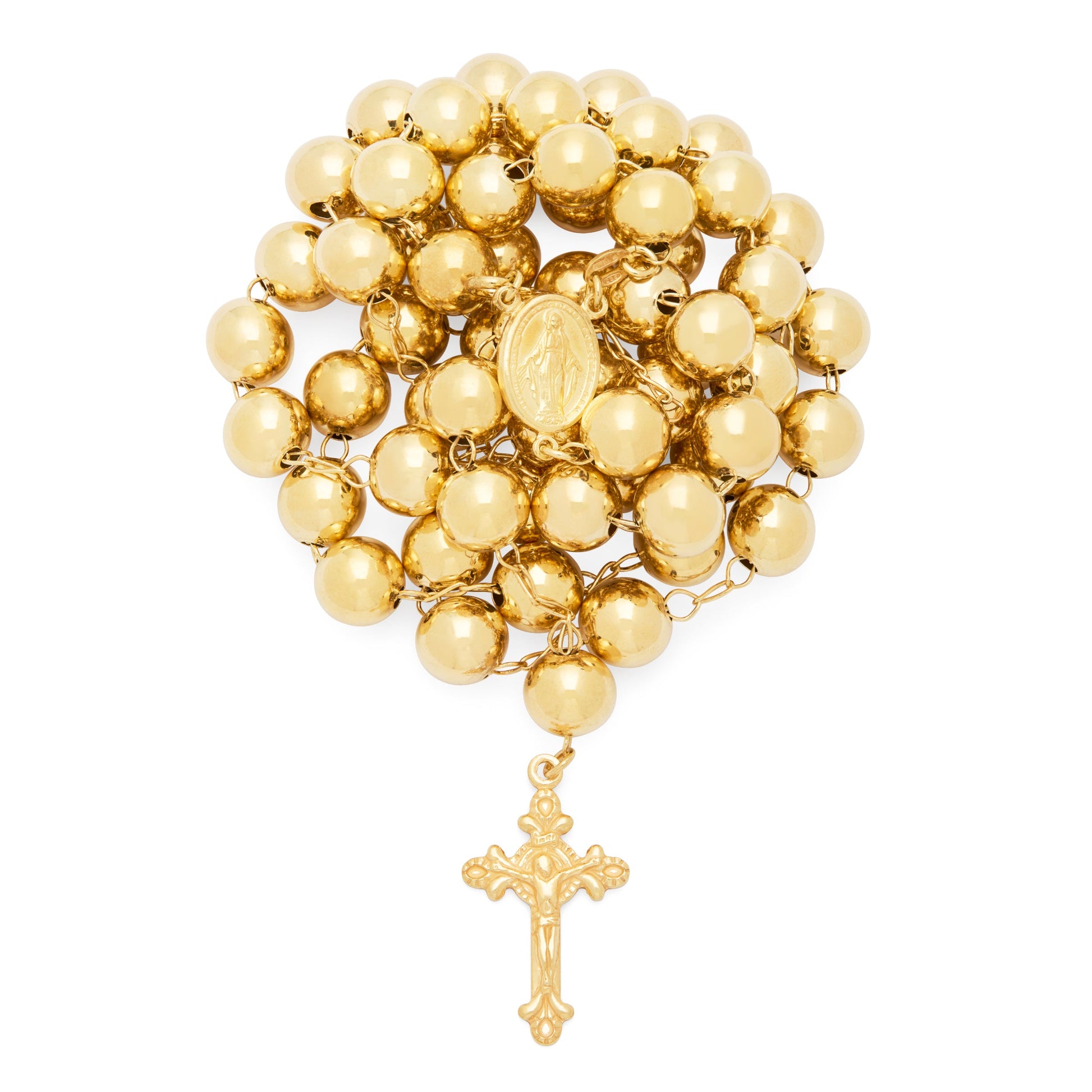 Gold-plated Sterling Silver Rosary with Large Beads MONDO CATTOLICO