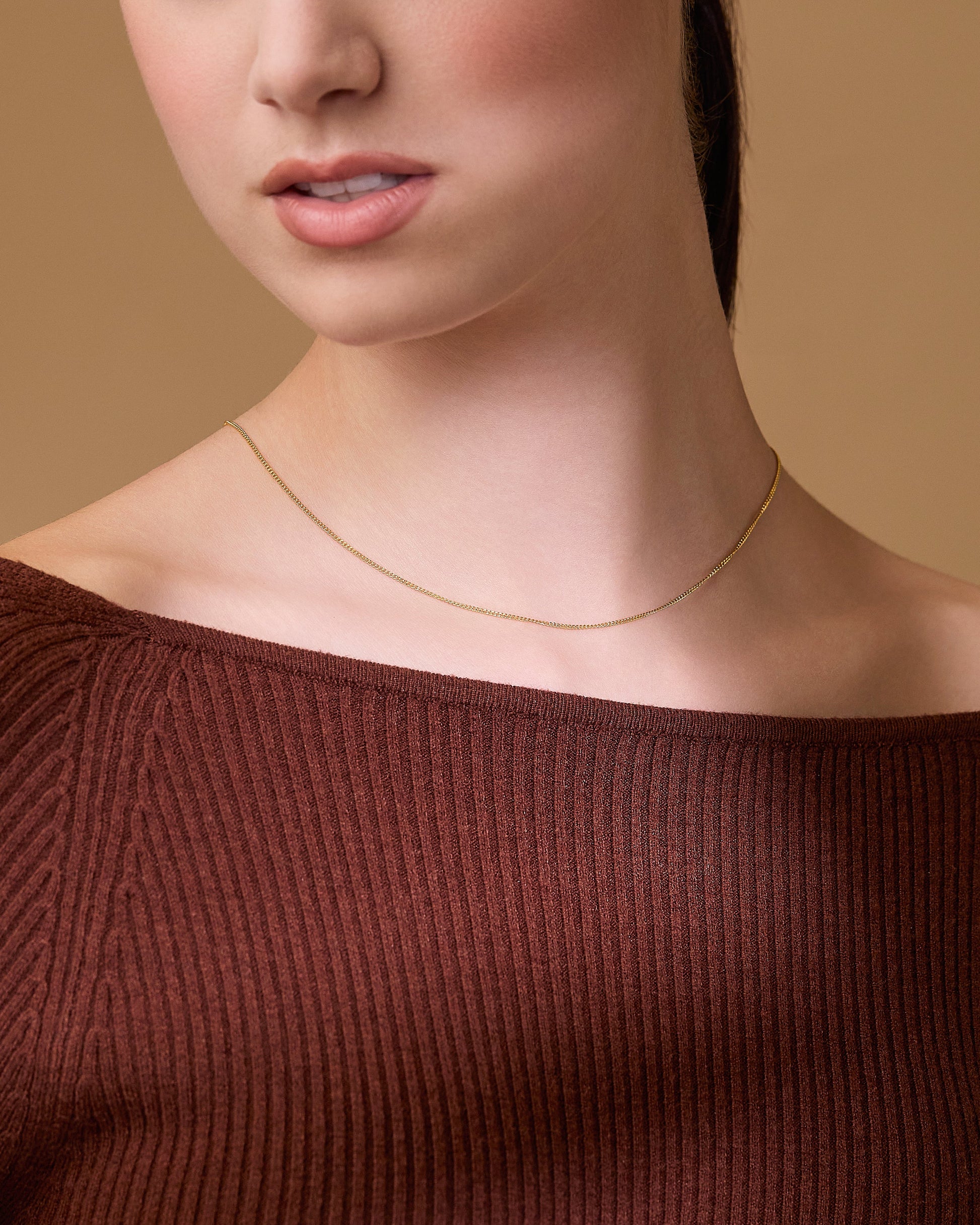 MONDO CATTOLICO ROMA Necklaces Gold-Plated Sterling Silver Thin Curb Chain Necklace