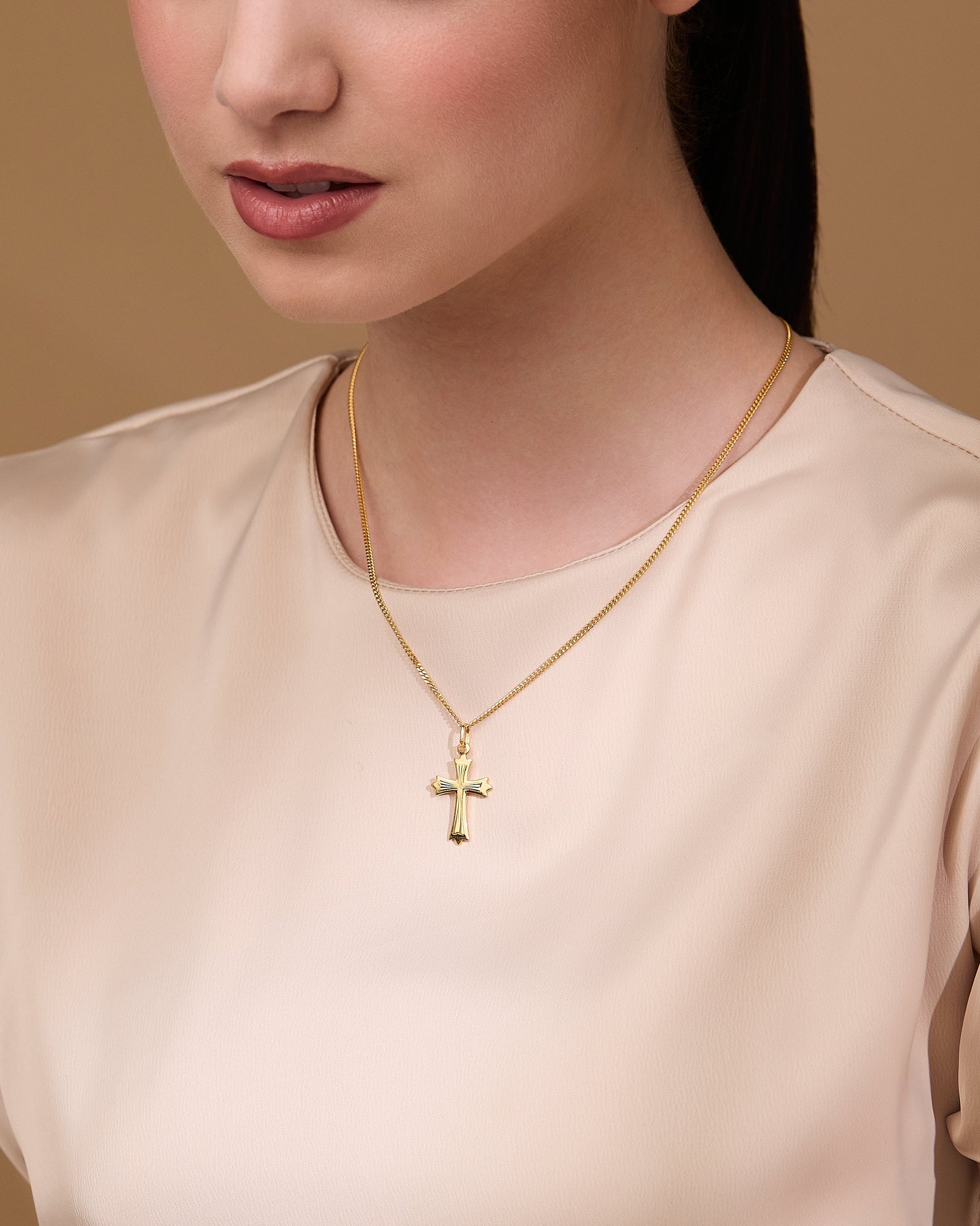 MONDO CATTOLICO ROMA 28 mm (1.10 in) Gold Plated Three Points Cross