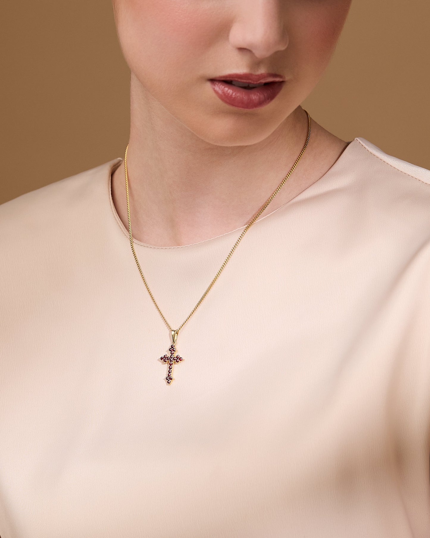 MONDO CATTOLICO ROMA 26 mm (1.02 in) Gold Plated Trefoil Grenade Cross