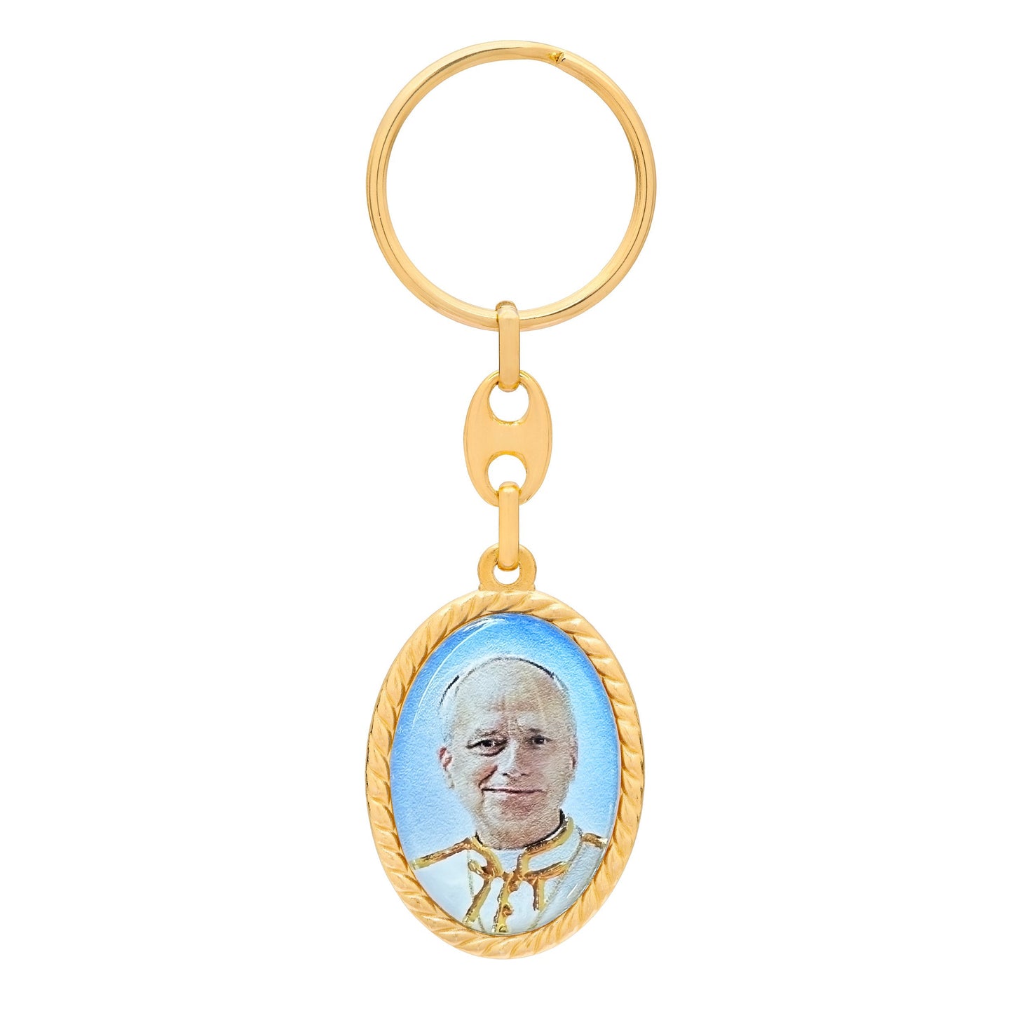 Mondo Cattolico Keychains Gold-Tone Metal Keychain Featuring Pope Leo XIV
