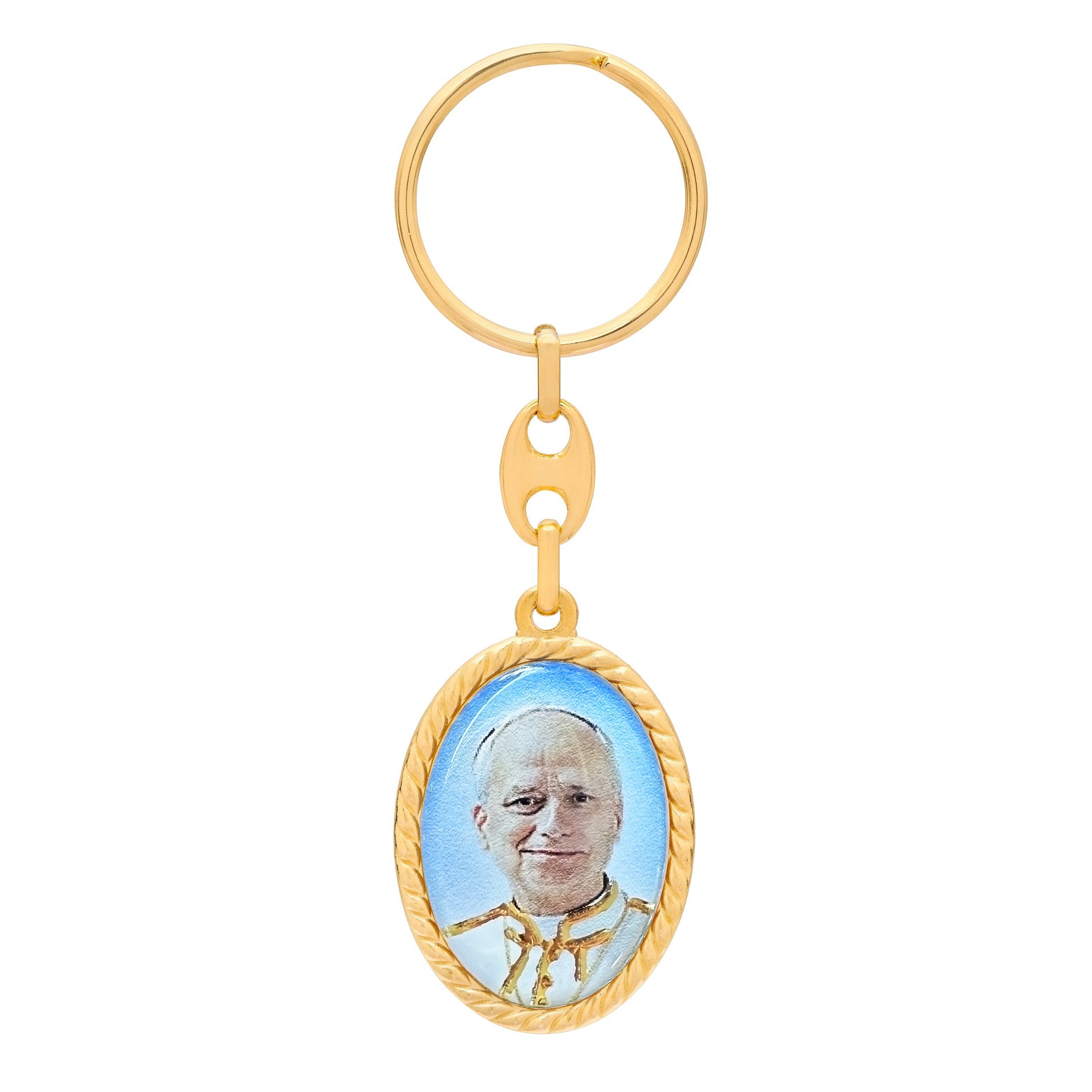 Mondo Cattolico Keychains Gold-Tone Metal Keychain Featuring Pope Leo XIV