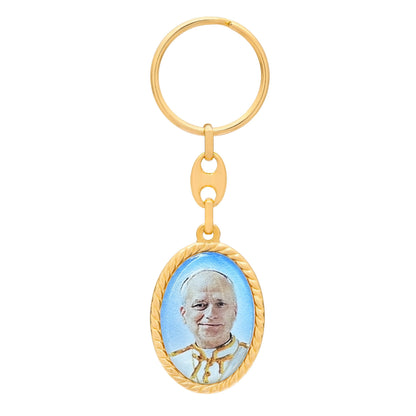 Mondo Cattolico Keychains Gold-Tone Metal Keychain Featuring Pope Leo XIV