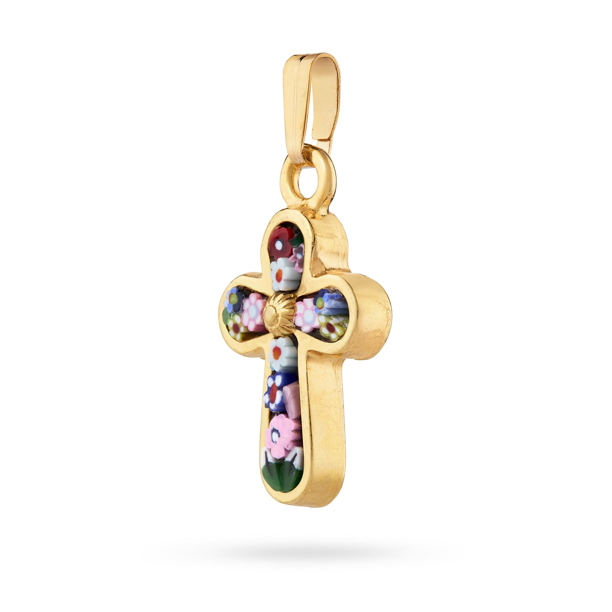 MONDO CATTOLICO ROMA 21 mm (0.83 in) Gold-tone Metal Micromosaic Cross