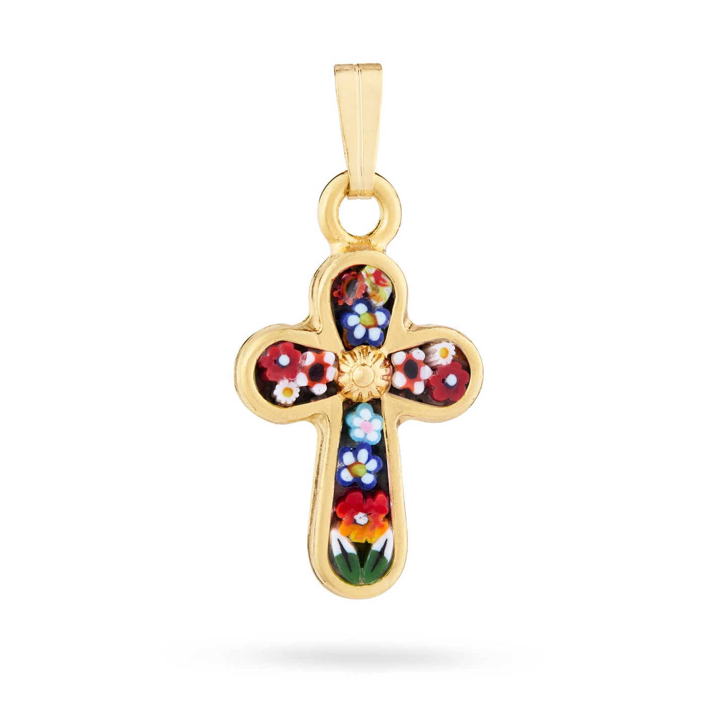 MONDO CATTOLICO ROMA 21 mm (0.83 in) Gold-tone Metal Micromosaic Cross
