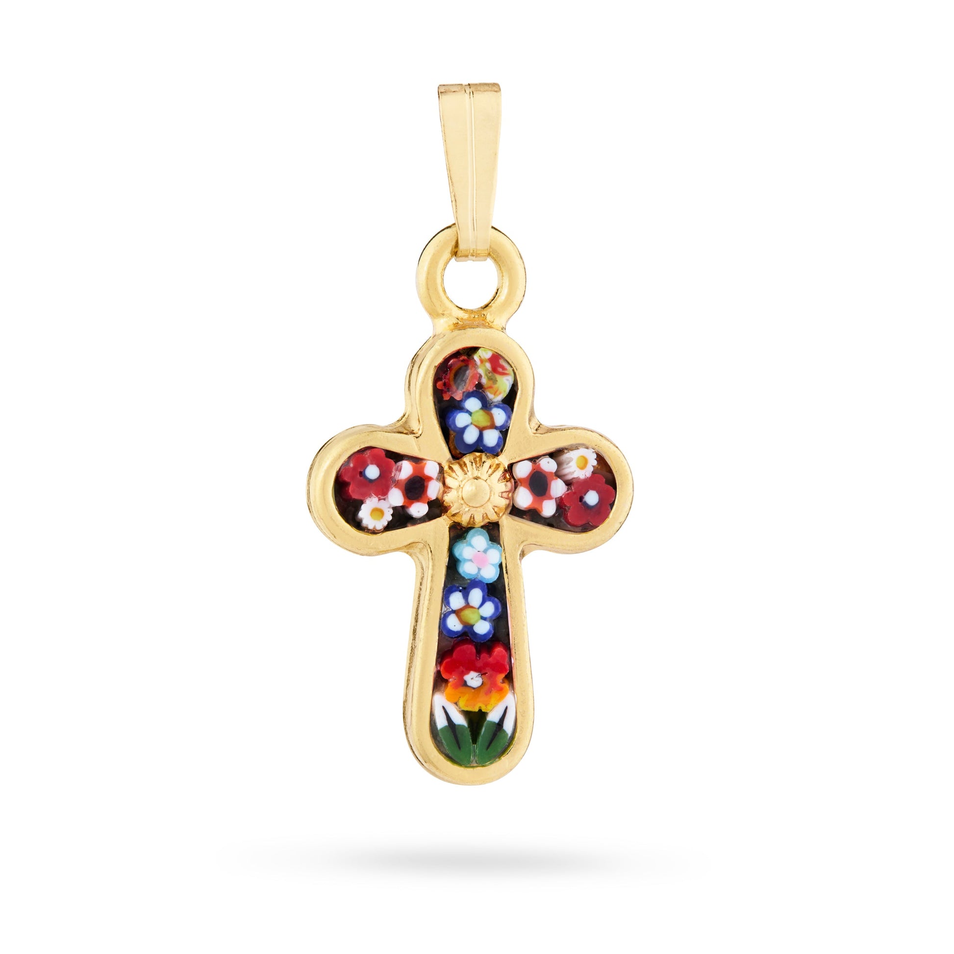 MONDO CATTOLICO ROMA 21 mm (0.83 in) Gold-tone Metal Micromosaic Cross