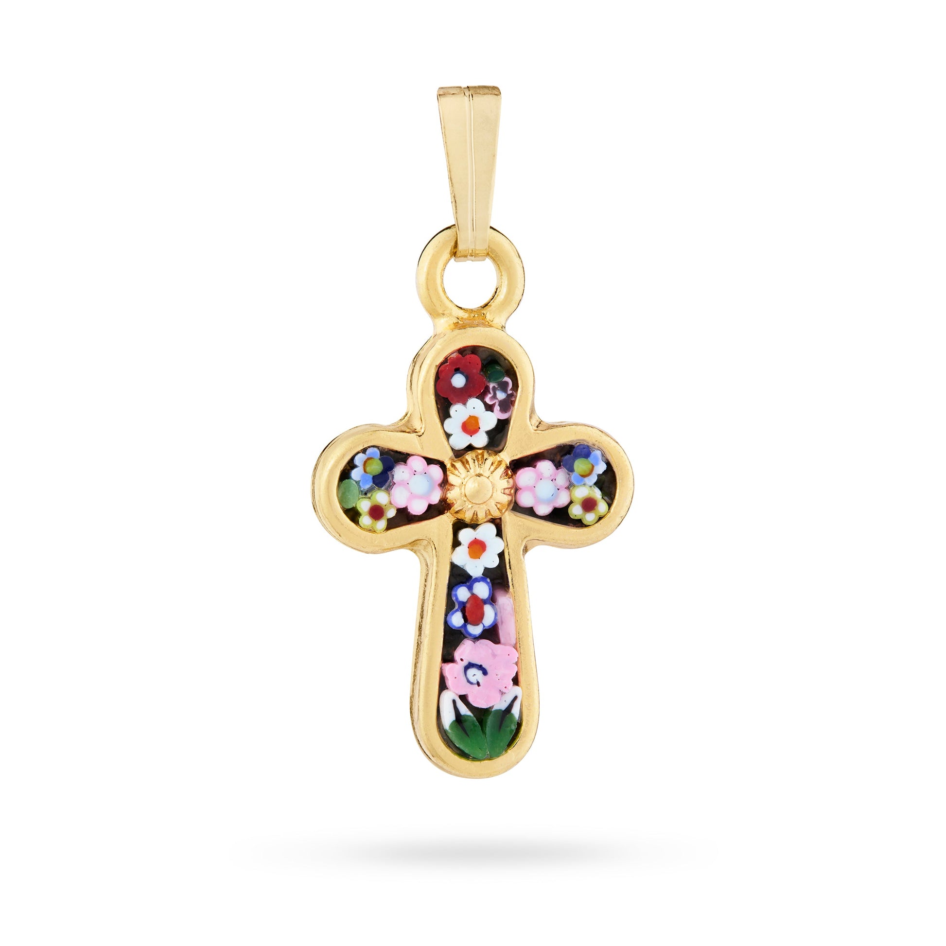 MONDO CATTOLICO ROMA 21 mm (0.83 in) Gold-tone Metal Micromosaic Cross