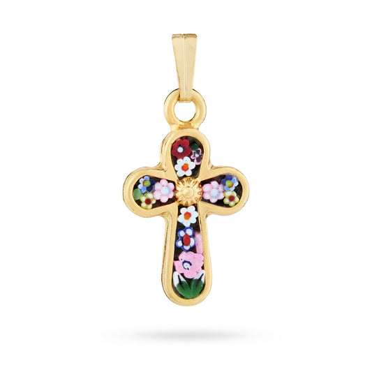 MONDO CATTOLICO ROMA 21 mm (0.83 in) Gold-tone Metal Micromosaic Cross