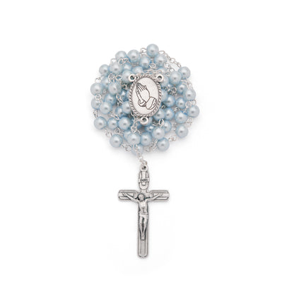 MONDO CATTOLICO ROMA Rosary Box 6 cm (2.36 in) / 48 cm (18.90 in) / 6 mm (0.24 in) Gold-Tone Metal Pope Leo XIV Rosary Case with Light Blue Rosary