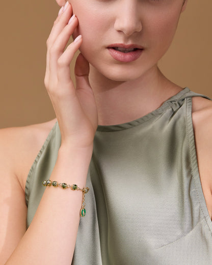 MONDO CATTOLICO ROMA Bracelet 20 cm (7.87 in) / 6 mm (0.24 in) Gold-tone Rosary Bracelet with Green Variegated Beads