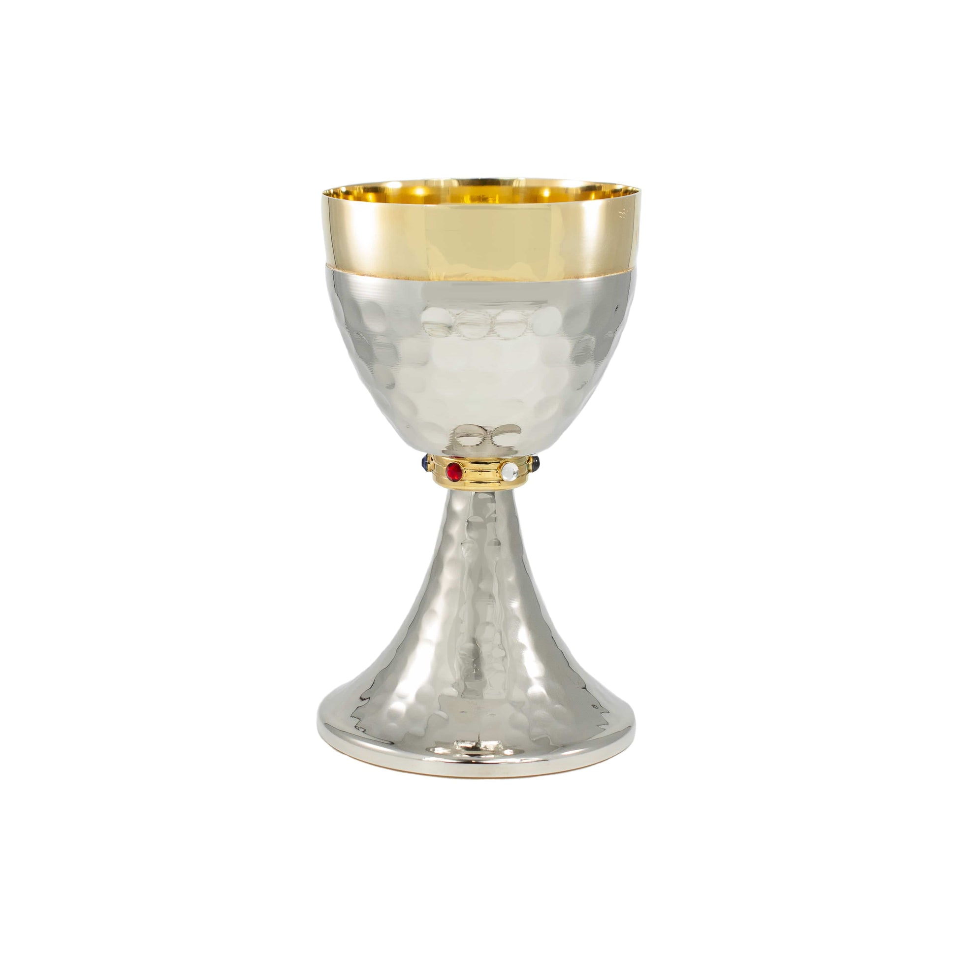 MONDO CATTOLICO Golden and Silver Brass Chalice with Stones