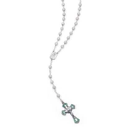 MONDO CATTOLICO ROMA Prayer Beads 44 cm (17.32 in) / 60 cm (23.62 in) / 6 mm (0.24 in) Green Glass Rosary