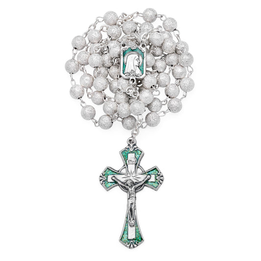 MONDO CATTOLICO ROMA Prayer Beads 44 cm (17.32 in) / 60 cm (23.62 in) / 6 mm (0.24 in) Green Glass Rosary