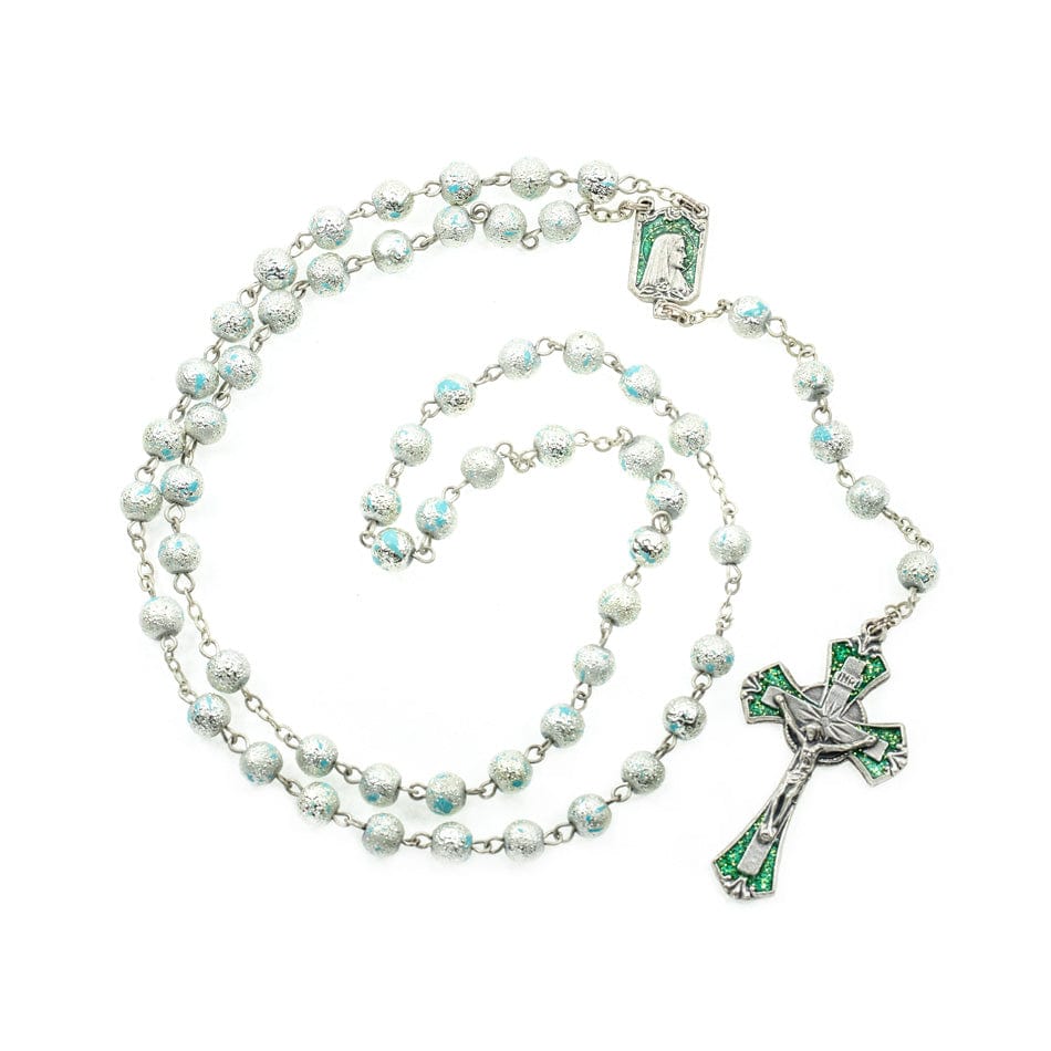 MONDO CATTOLICO Prayer Beads Green Glass Rosary