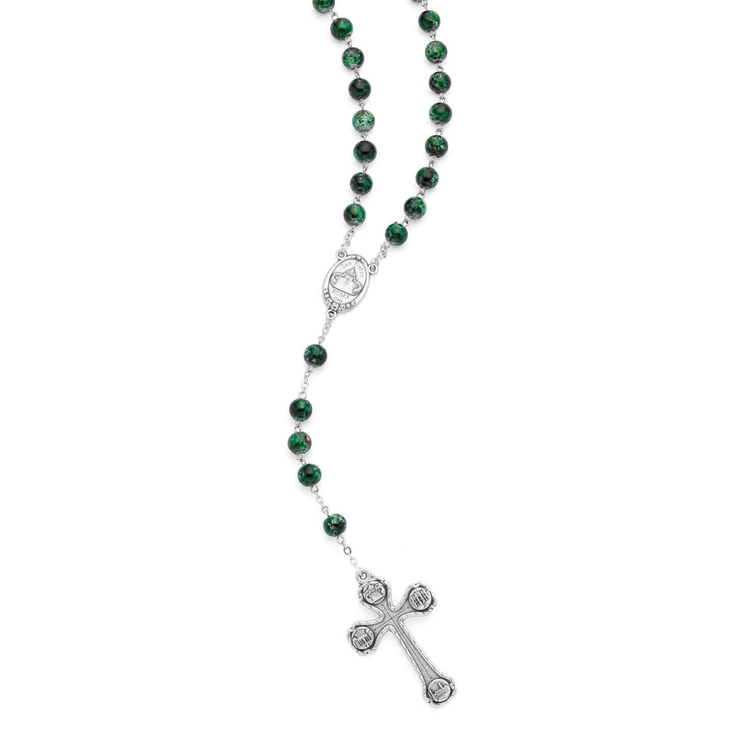 MONDO CATTOLICO ROMA Prayer Beads 56 cm (22.05 in) / 8 mm (0.31 in) Green Variegated Rosary