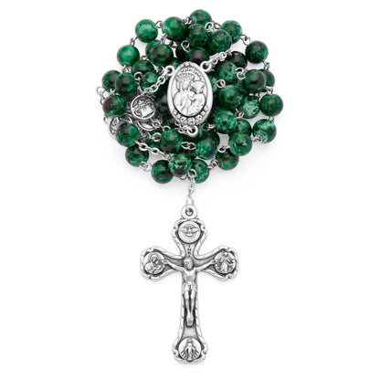 MONDO CATTOLICO ROMA Prayer Beads 56 cm (22.05 in) / 8 mm (0.31 in) Green Variegated Rosary