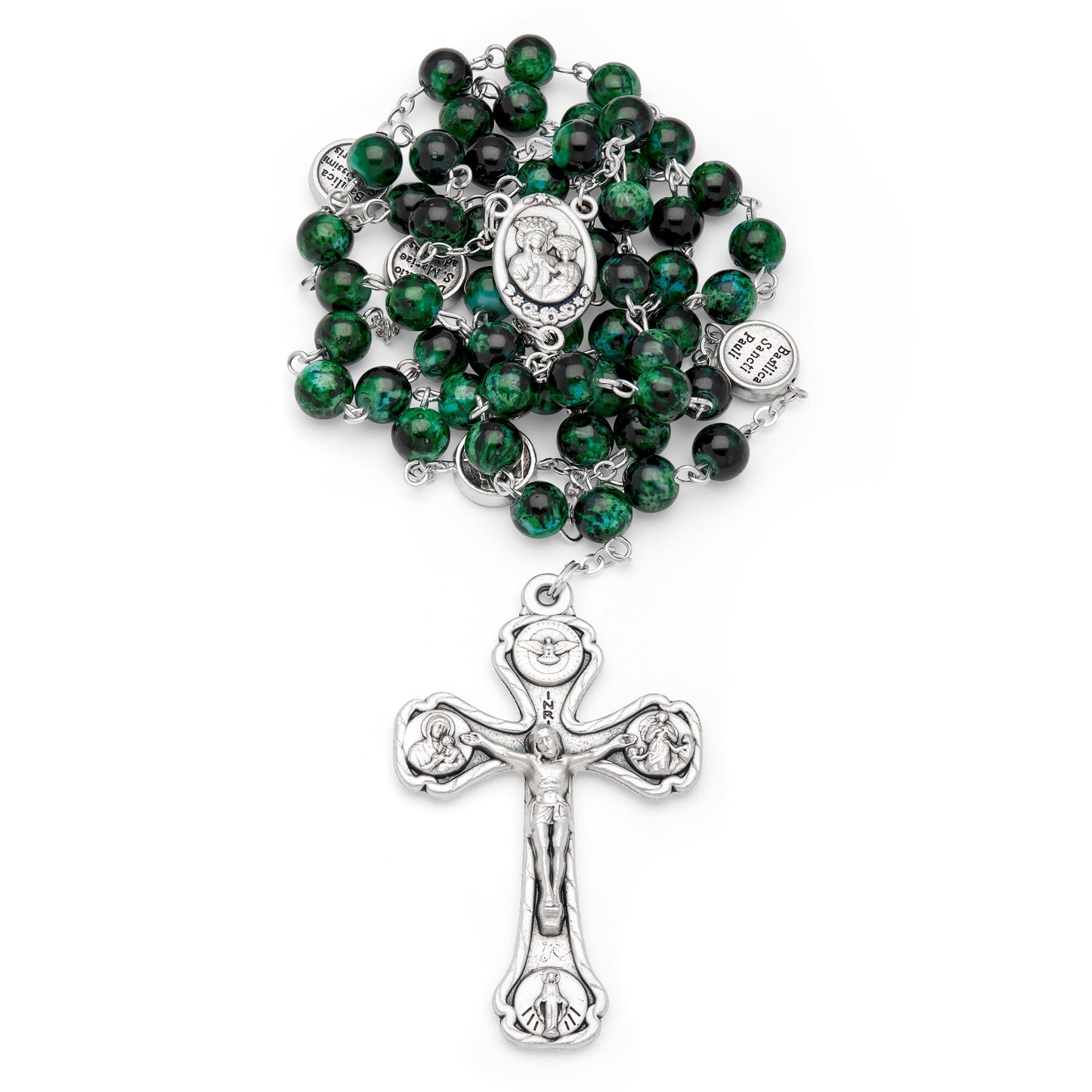 MONDO CATTOLICO Prayer Beads 48 cm (18.9 in) / 6 mm (0.24 in) Green Variegated Rosary