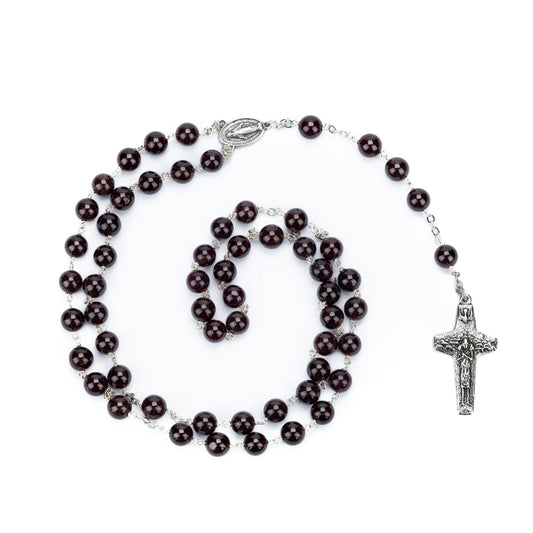 Silver Rosary Necklace for Mens from the Vatican (case included)