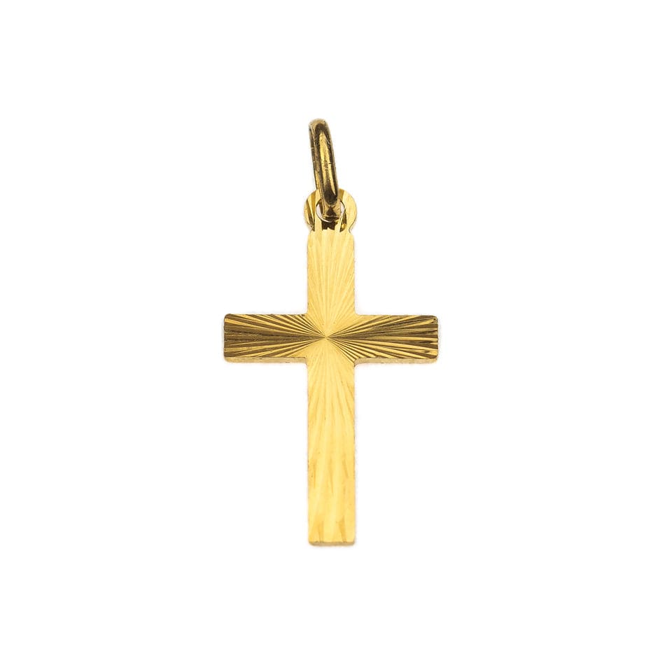 MONDO CATTOLICO Grooved Gold Plated Cross