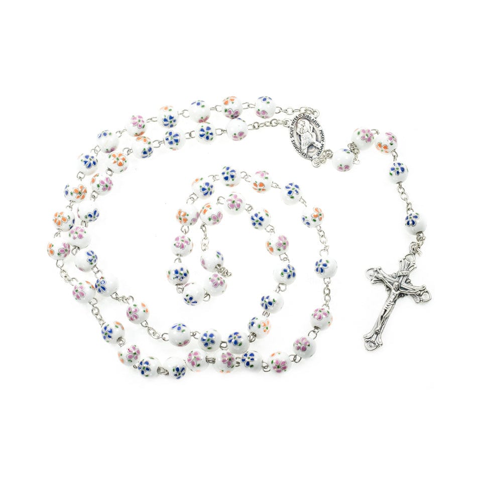 MONDO CATTOLICO Prayer Beads Hand Painted Ceramic Italian Rosary