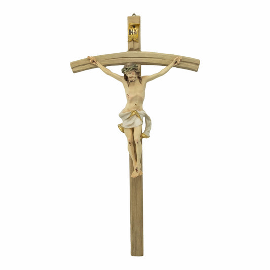 MONDO CATTOLICO 25 cm (9.84 in) Hand Painted Pastoral Wooden Crucifix