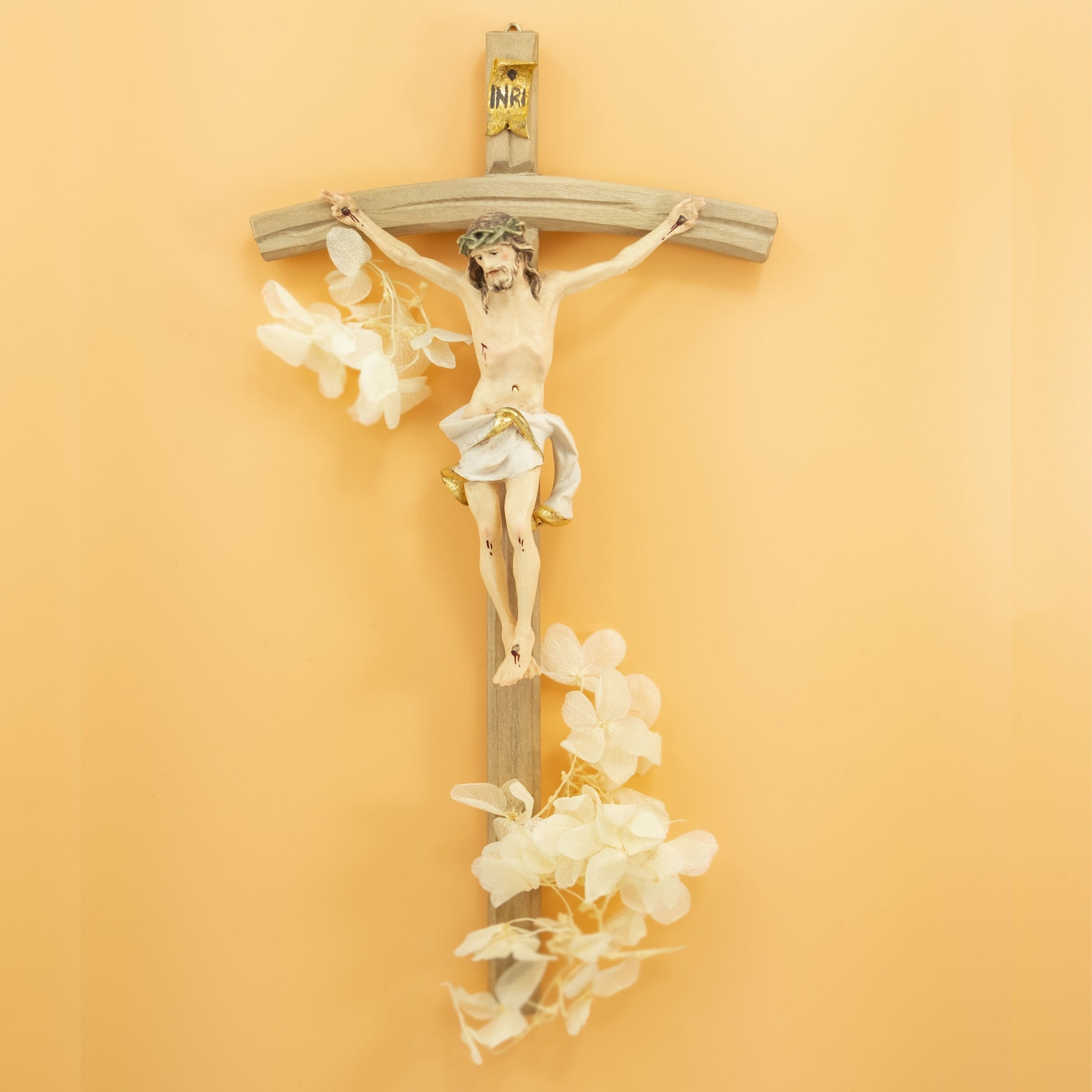 MONDO CATTOLICO 25 cm (9.84 in) Hand Painted Pastoral Wooden Crucifix