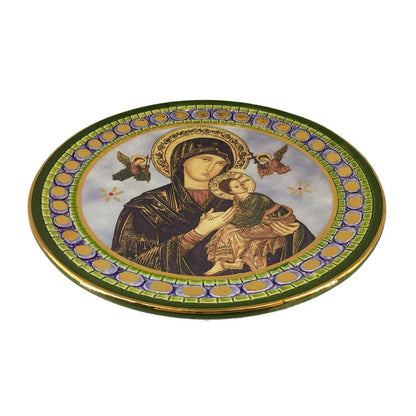 MONDO CATTOLICO Handmade Decorative ceramic pottery with Madonna and Child 20 cm