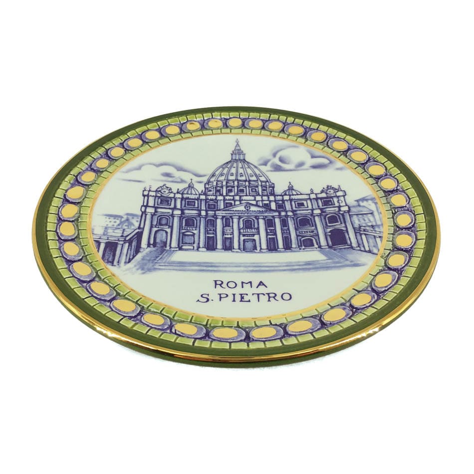 MONDO CATTOLICO Handmade Decorative ceramic pottery with St. Peter's Basilica 20 cm