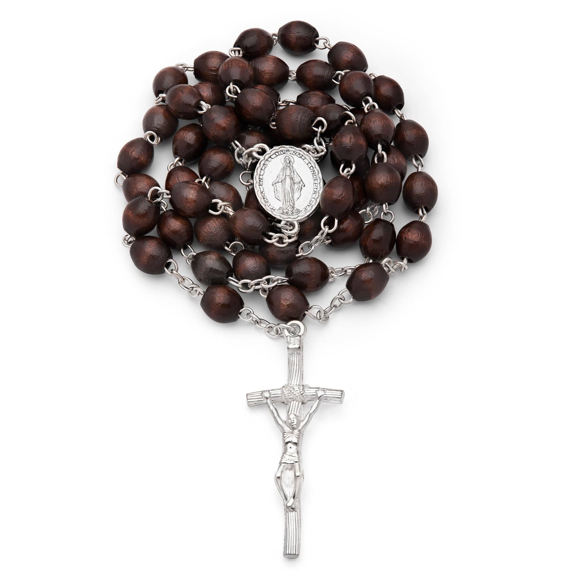 MONDO CATTOLICO Prayer Beads 53 cm (20.90 in) / 7 mm (0.30 in) Holy Family Brown Case and Rosary