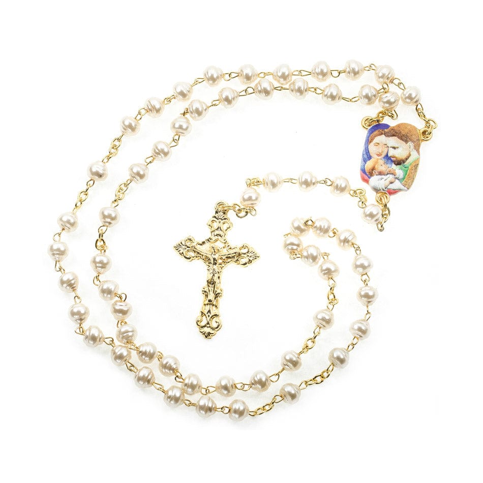 MONDO CATTOLICO Prayer Beads 46.5 cm (18.3 in) / 6 mm (0.23 in) Holy Family Glass Pearl Rosary