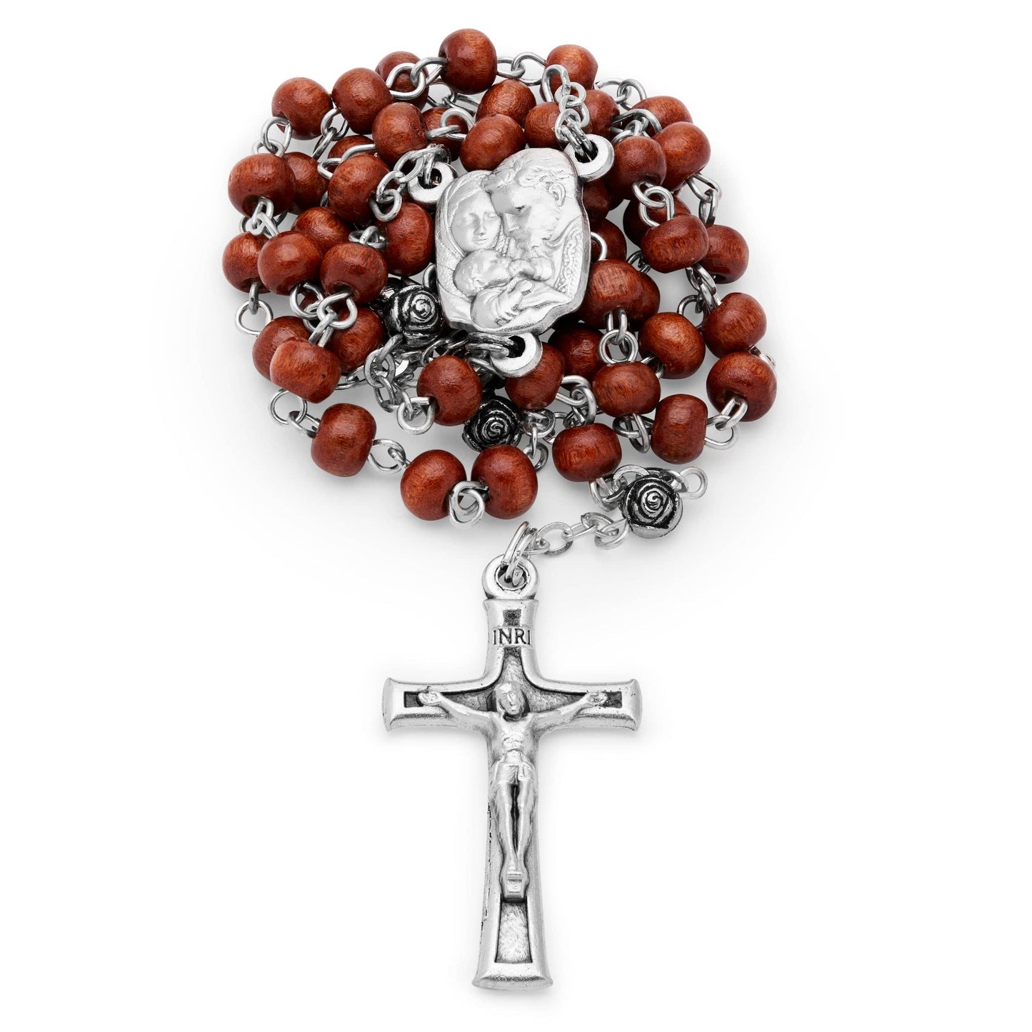 MONDO CATTOLICO Prayer Beads 38 cm (15 in) / 4 mm (0.15 in) Holy Family Keepsake Wooden Case and Rosary