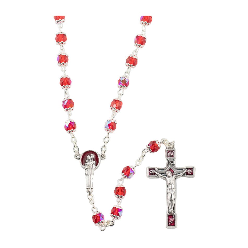 MONDO CATTOLICO Prayer Beads Holy Family Rosary in Round Faceted Beads