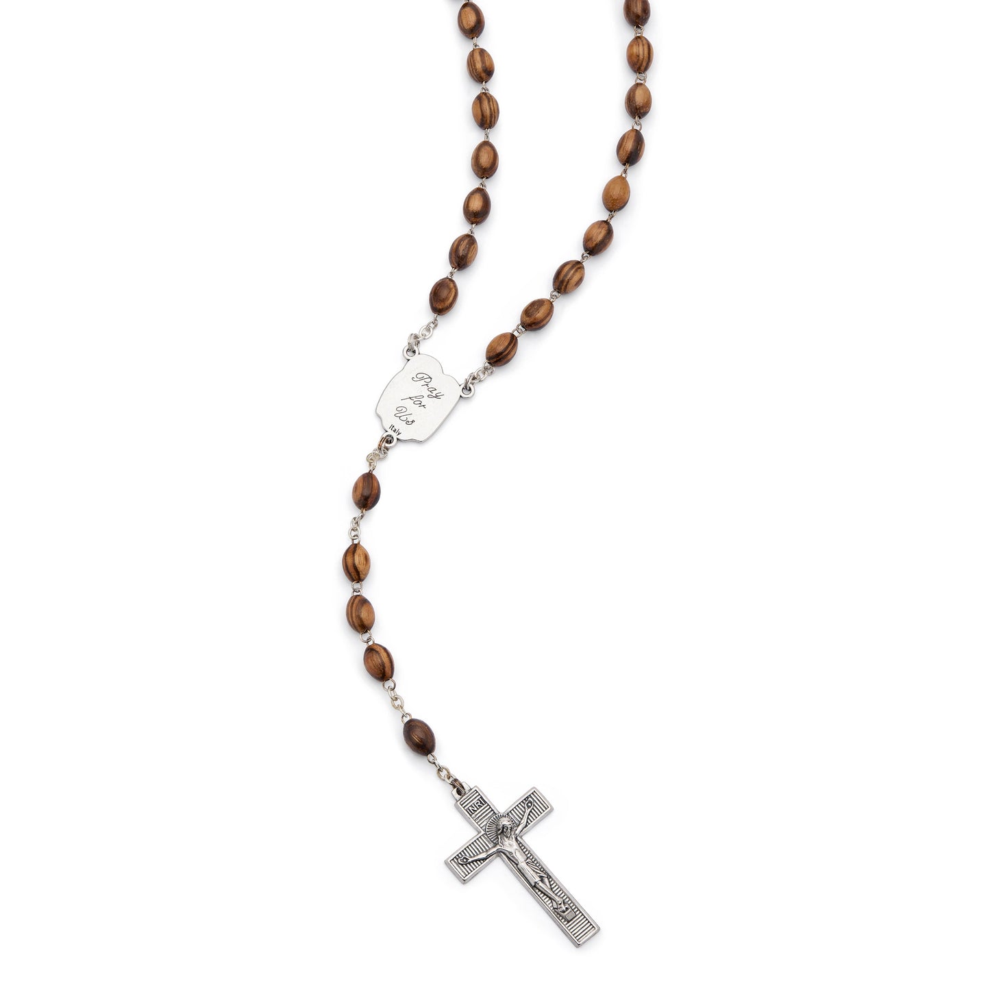 MONDO CATTOLICO ROMA Rosary 54 cm (21.26 in) / 74 cm (29.13 in) / 6X9 mm (0.24x0.35 in) Holy Family Rosary with Zebrano Wood Beads