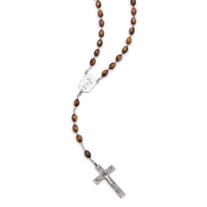 MONDO CATTOLICO ROMA Rosary 54 cm (21.26 in) / 74 cm (29.13 in) / 6X9 mm (0.24x0.35 in) Holy Family Rosary with Zebrano Wood Beads