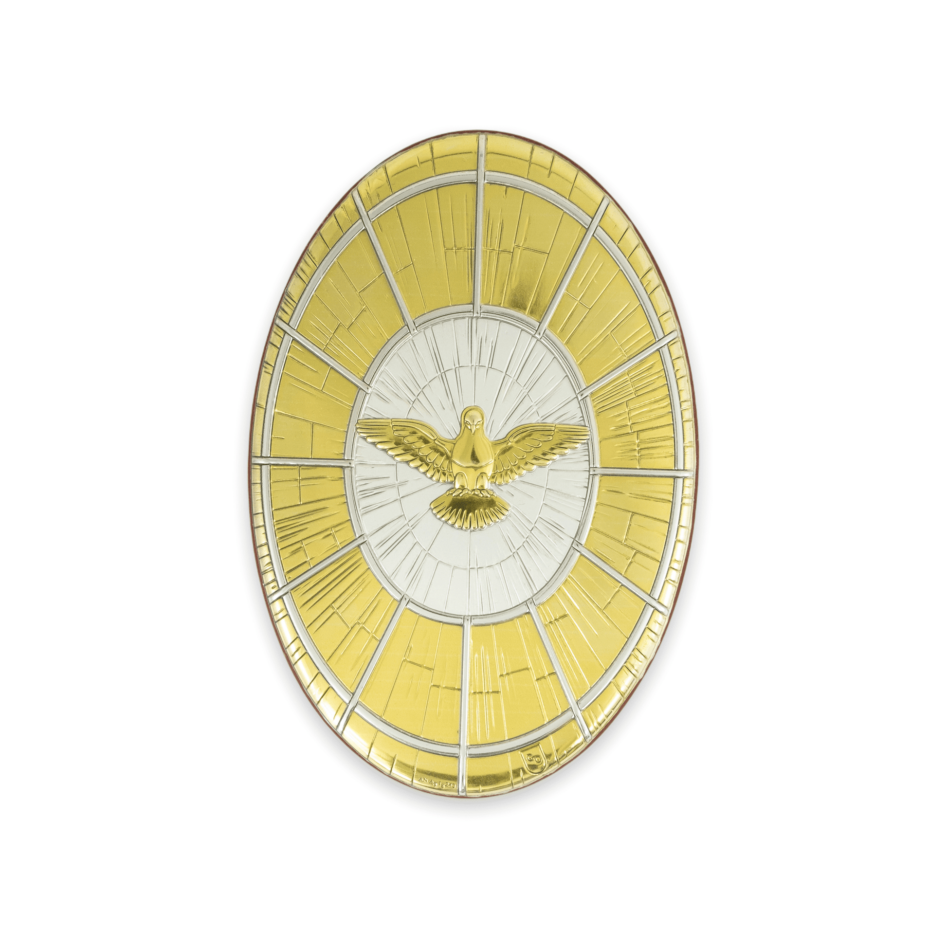 MONDO CATTOLICO 25 cm Holy Spirit Oval Picture Bilaminate Sterling Silver